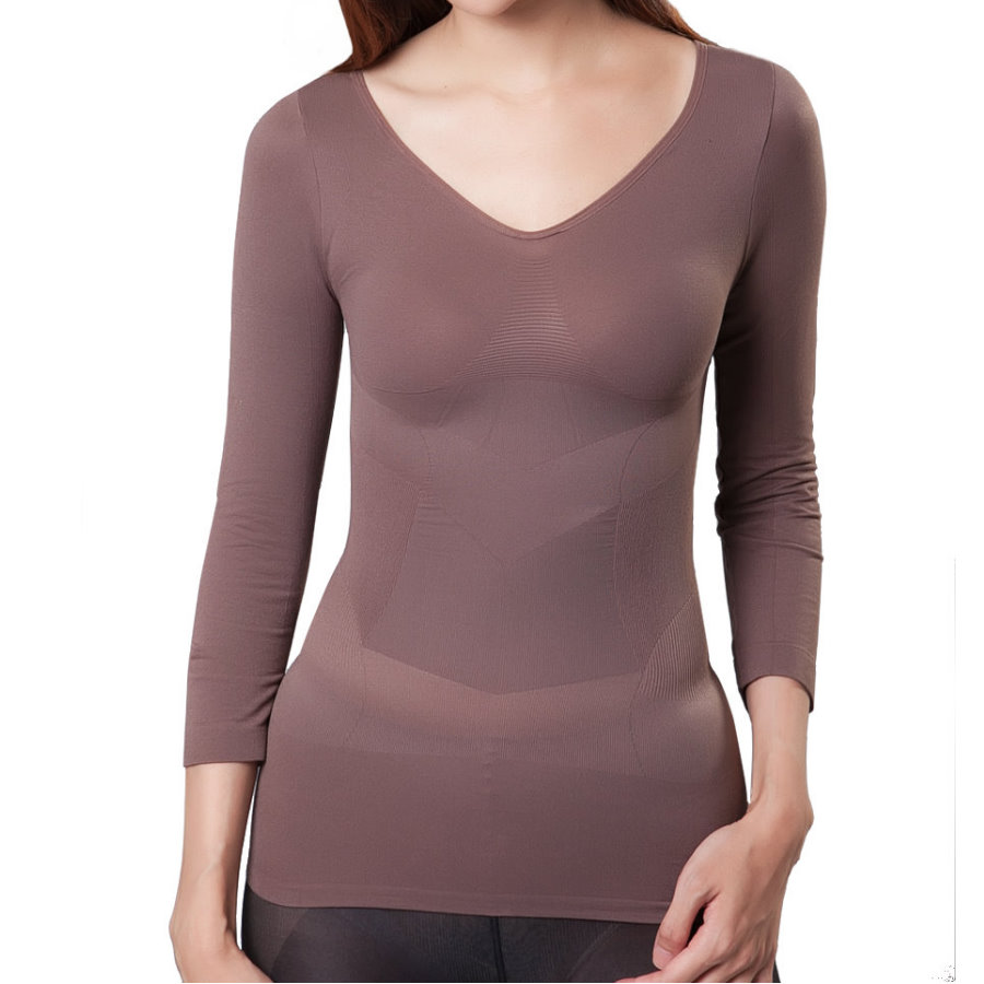 Seamless Slim Top, three quarters sleeves